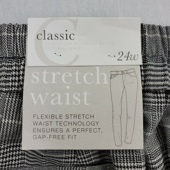 CC - Cato Pull-On Dress Pants Trousers Womens 24W Black White Plaid Stretch NWT - Picture 3 of 8